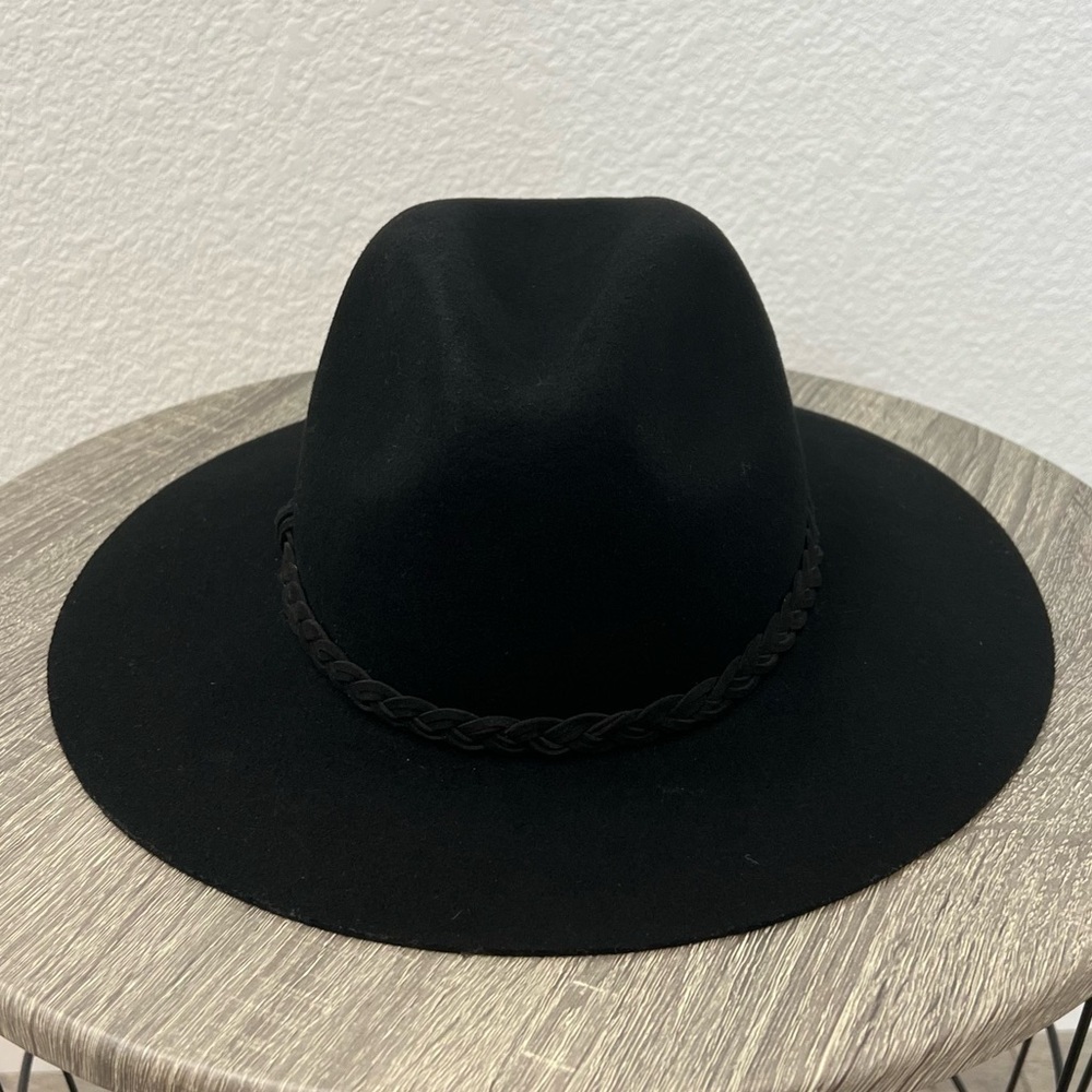Tart Black Wool Western Boho Braided Detail Hat